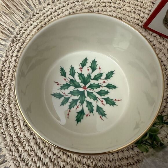 LENOX Hosting The‎ Holidays Dip Bowl & Spreader 4.5” NEW Holly Leaf - Picture 3 of 8